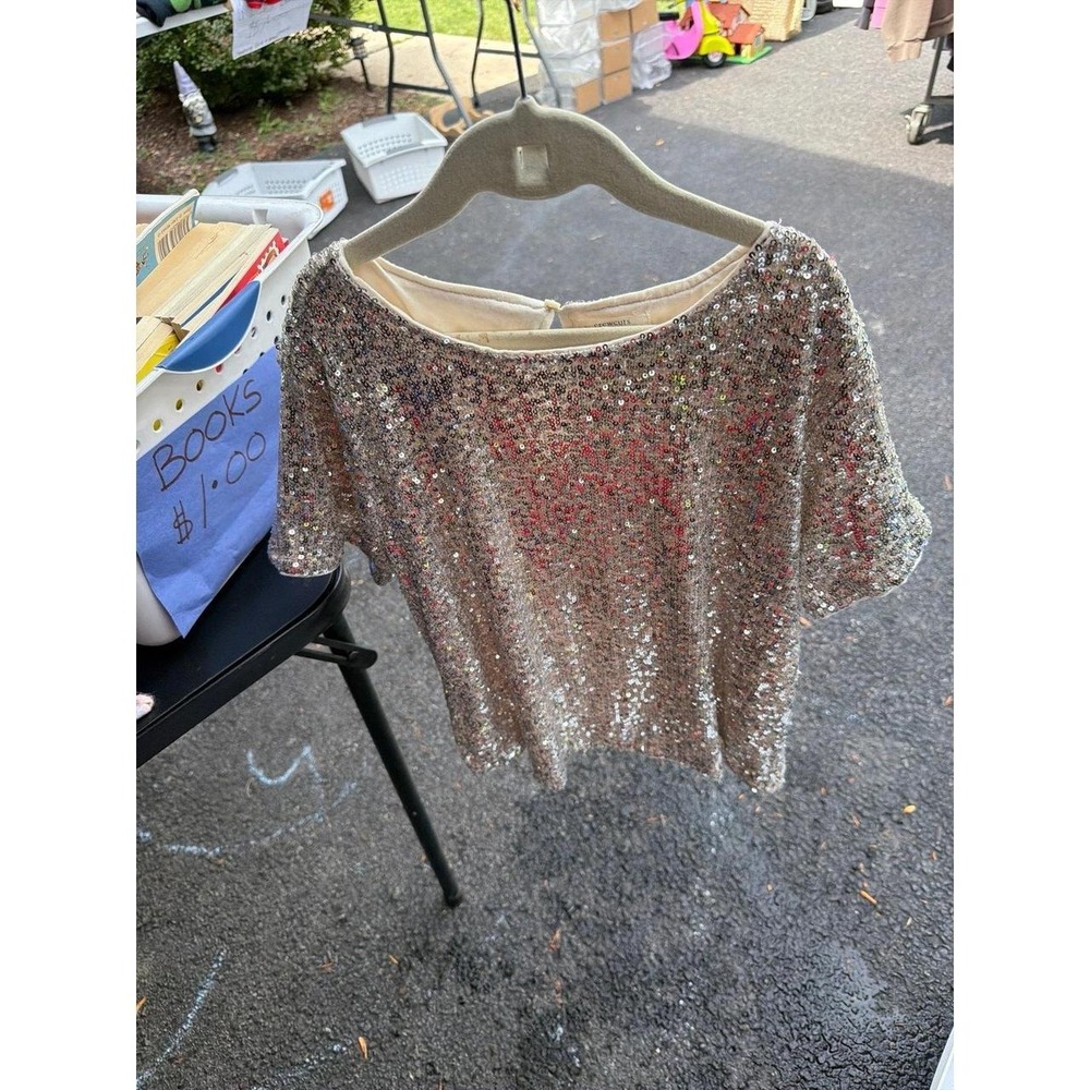 Crewcuts‎ Girls Sequin Top Silver Short Sleeve Size 14